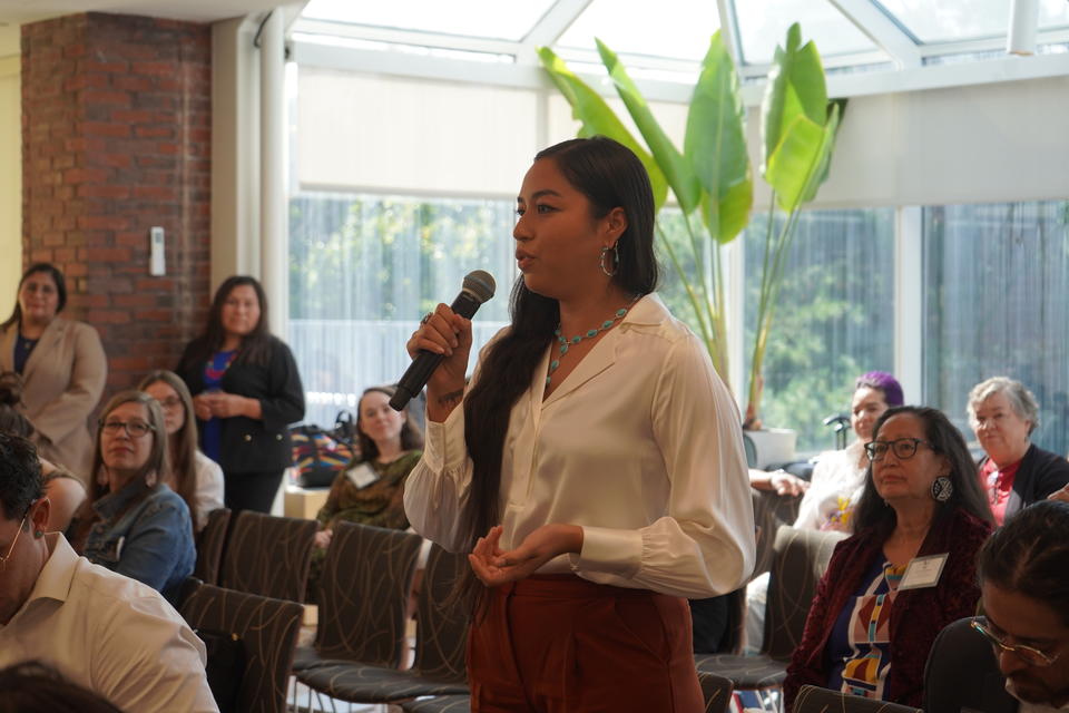 Audience member asking a question