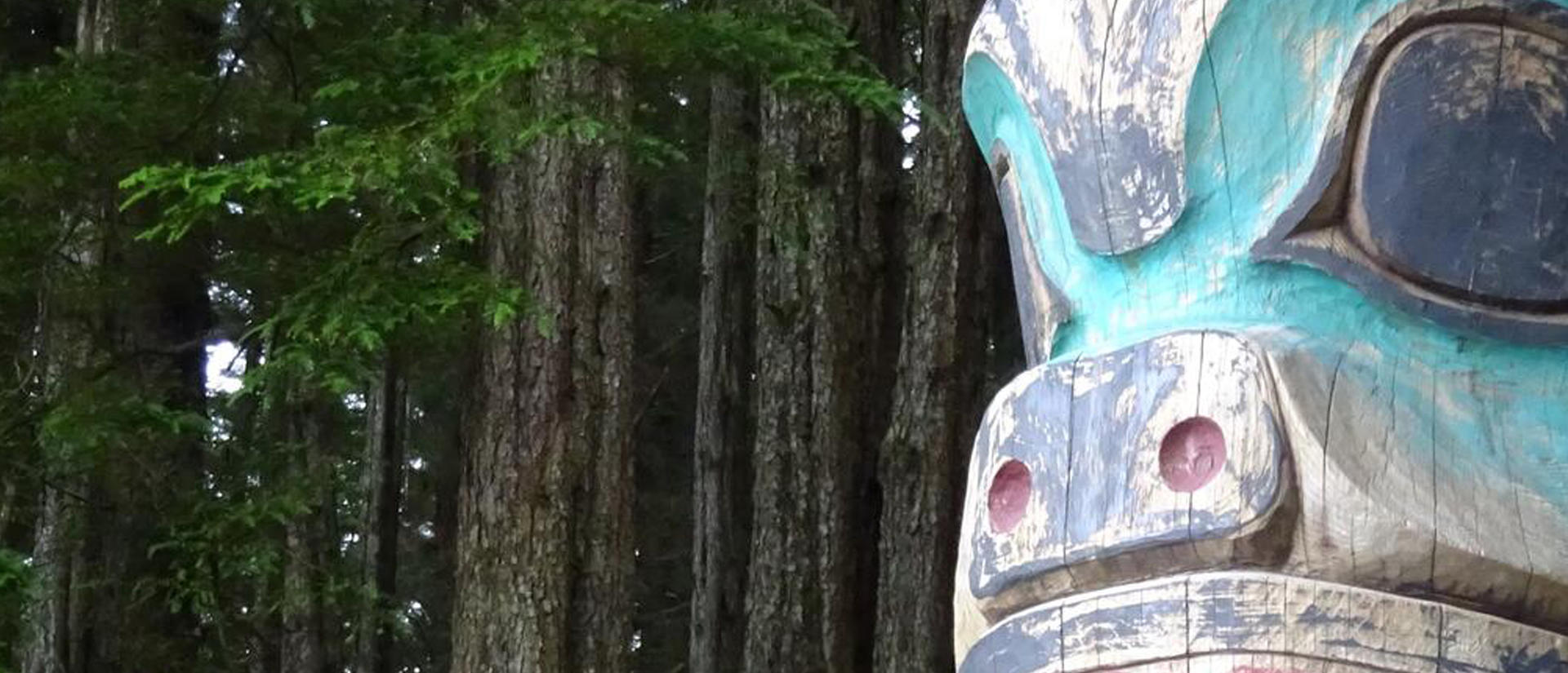 Totem with trees in the background